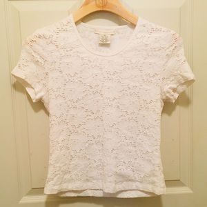 CC Couture White Eyelet Lace Shirt S Petite Small